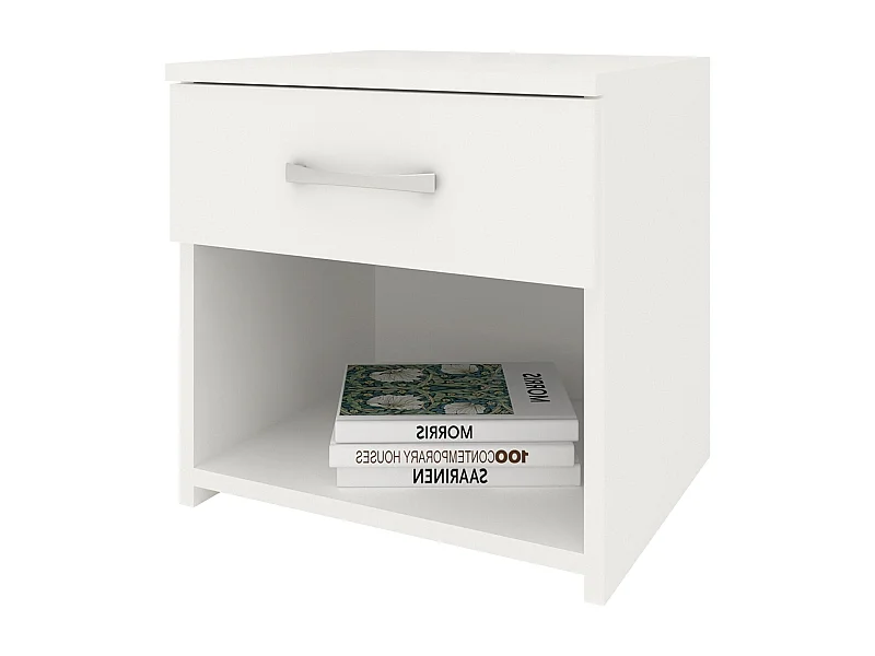 Mesa de cabeceira haaus Remi, 1 gaveta, branco, 40 x 35 x 40 cm