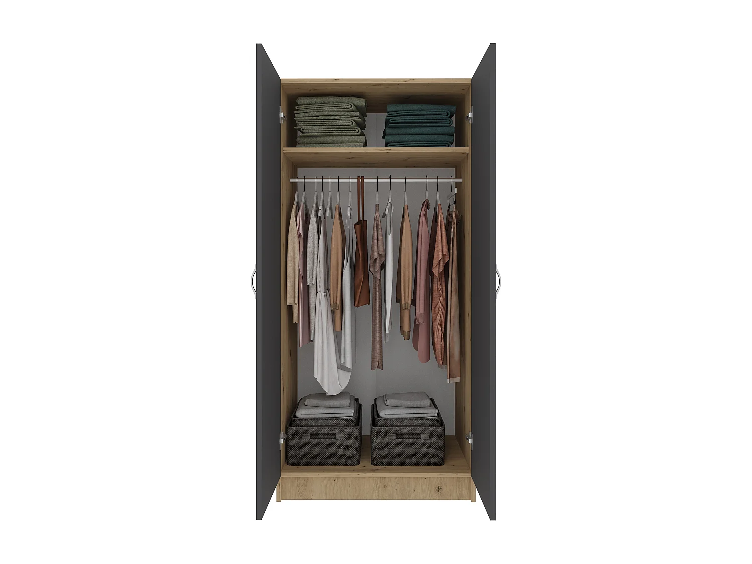 Armario haaus Pedro, 2 puertas, Roble Artisan/Antracita, 80 x 51 x 170 cm