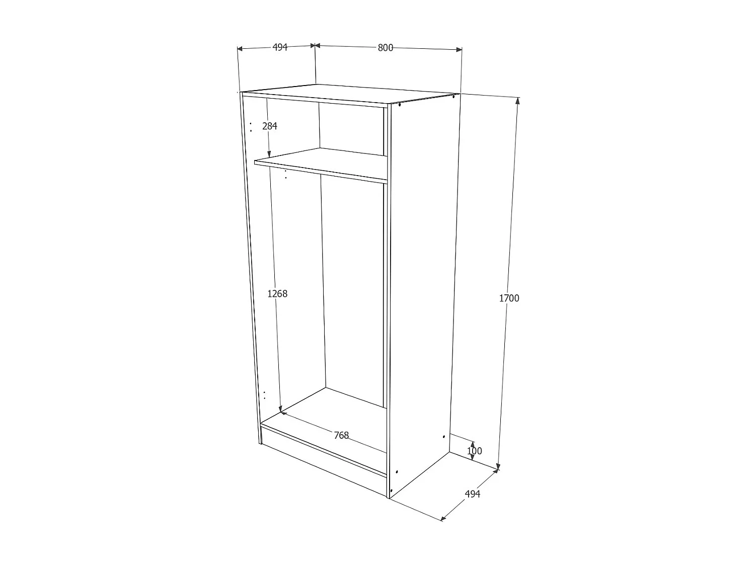 Armario haaus Pedro, 2 puertas, Roble Artisan/Antracita, 80 x 51 x 170 cm