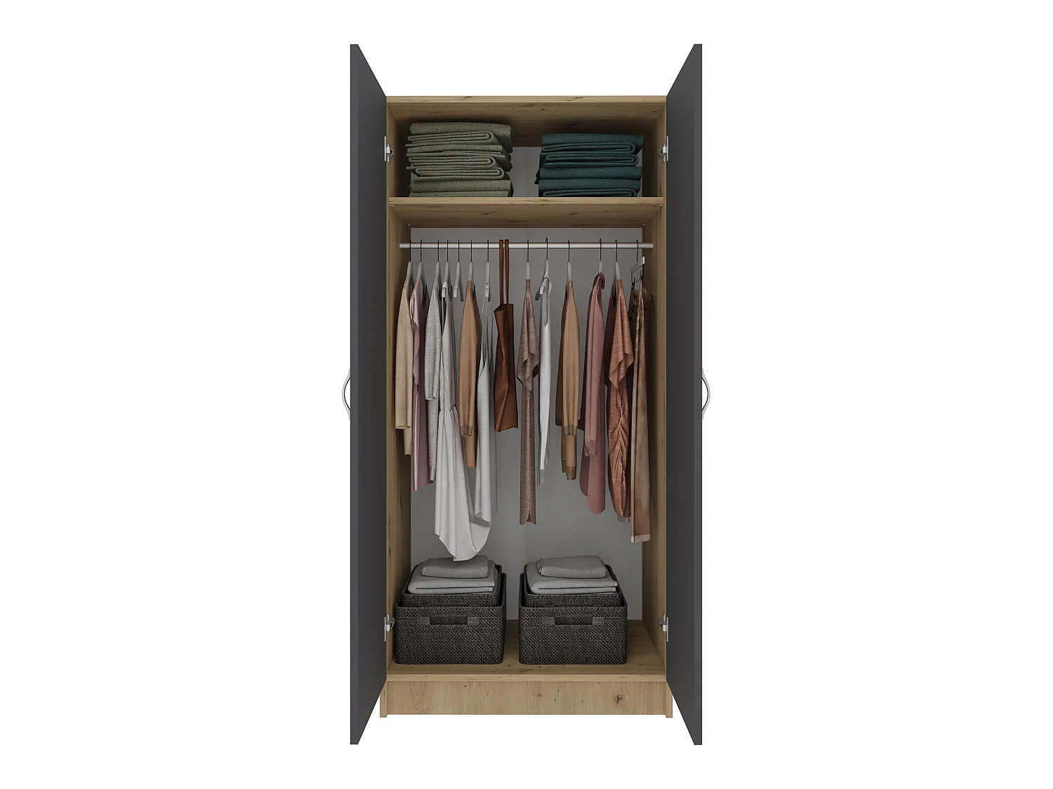 Armadio haaus Pedro, 2 ante, Rovere Artisan/Antracite, 80 x 51 x 170 cm