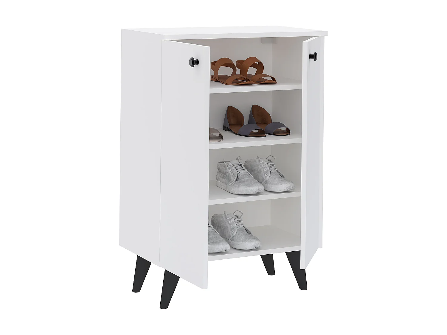 Meuble À Chaussures haaus Luton, 2 Portes, Blanc, 62 x 35 x 90 cm