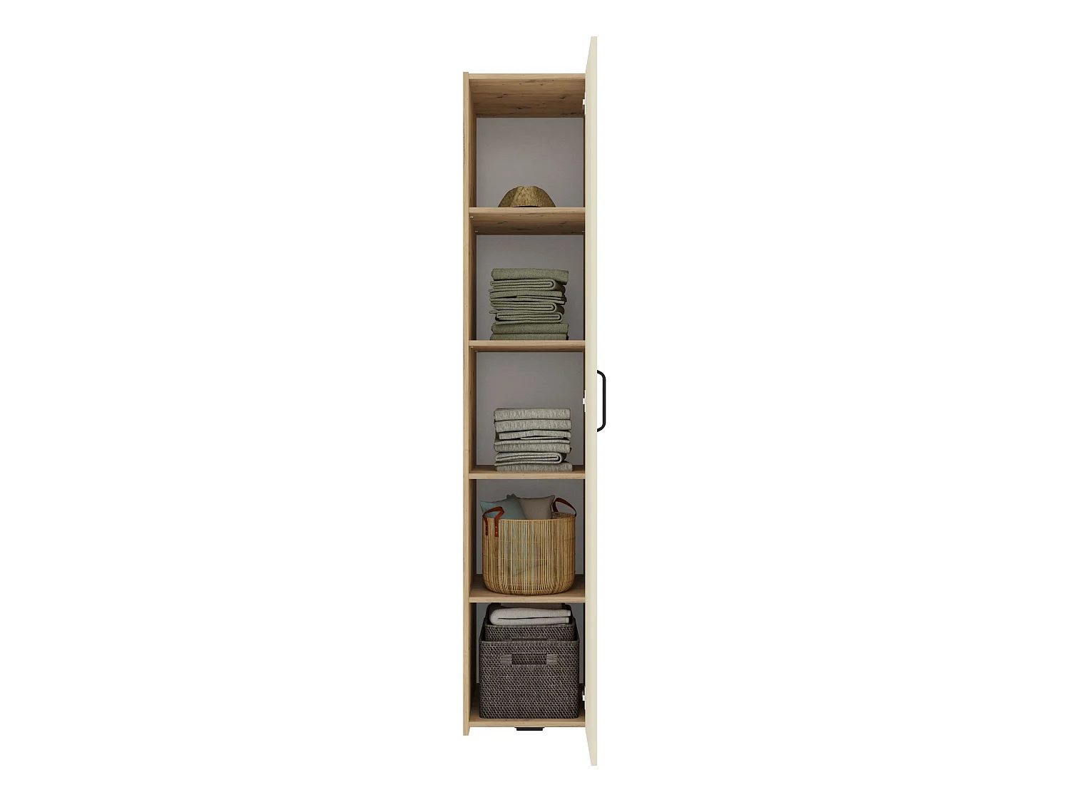 Armadio haaus Malmo, 1 anta, con ripiani, Rovere Artisan/Argilla, 42 x 52 x 200 cm