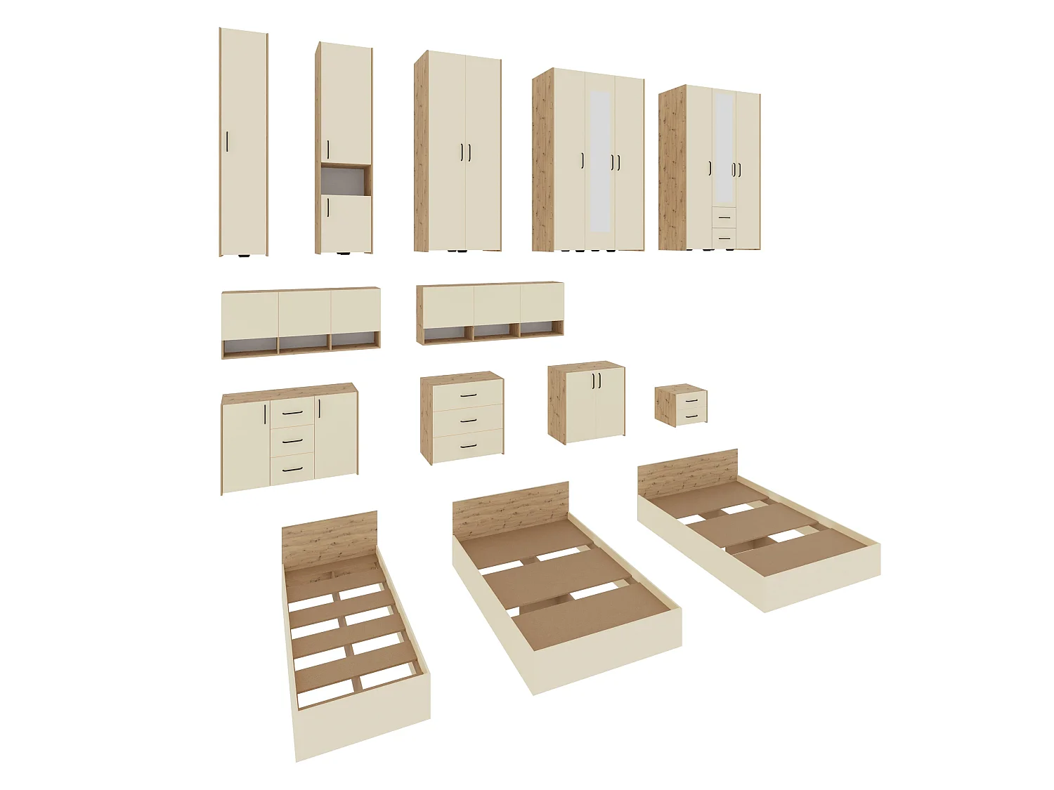 Armadio haaus Malmo, 1 anta, con ripiani, Rovere Artisan/Argilla, 42 x 52 x 200 cm