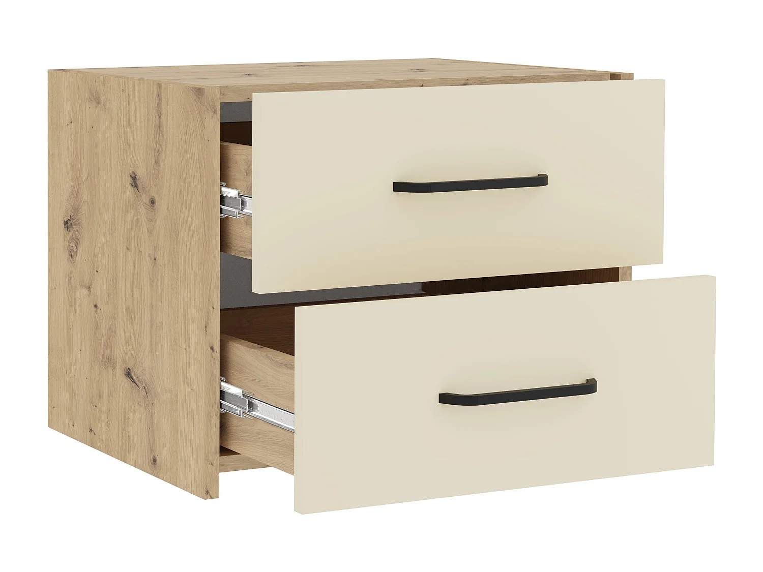 Set de 2 tables de chevet haaus Malmo, 2 tiroirs, Chêne Artisan/Argile, 50 x 40 x 40 cm