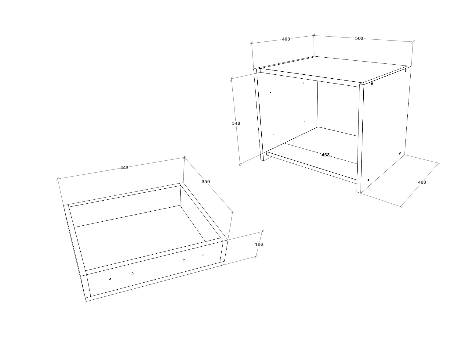 Set de 2 tables de chevet haaus Malmo, 2 tiroirs, Chêne Artisan/Argile, 50 x 40 x 40 cm