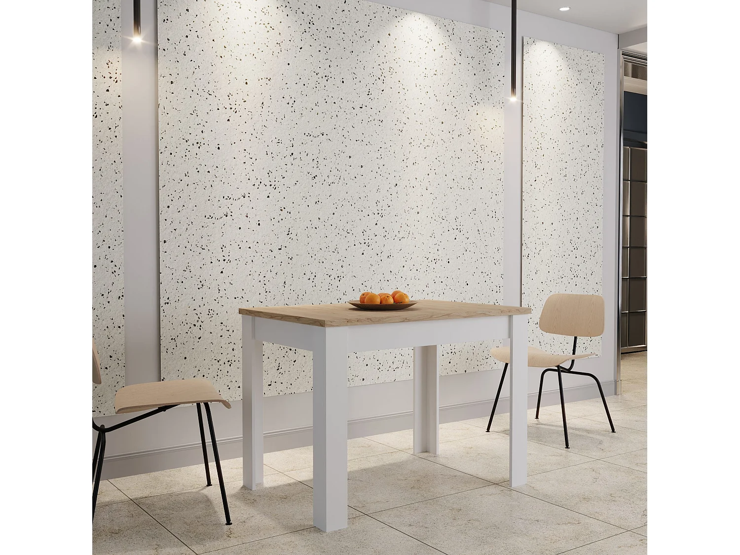 Table de cuisine haaus Zeta, Bois Naturel/Blanc, 102 x 69 x 75 cm