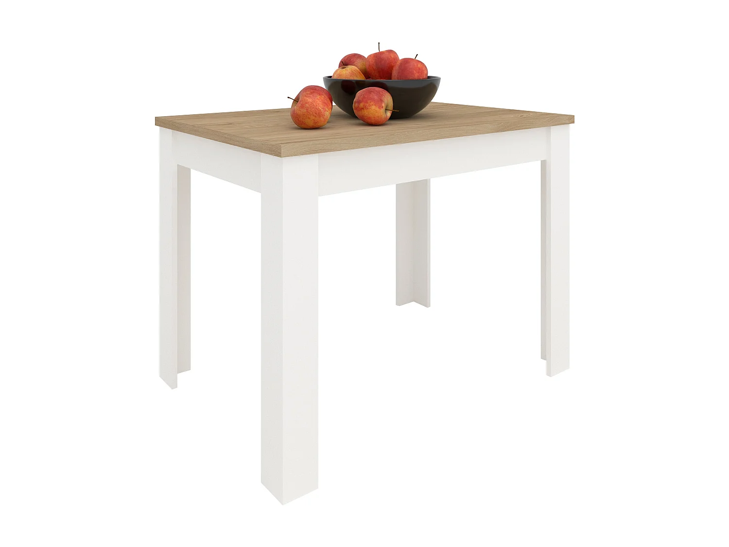 Table de cuisine haaus Zeta, Bois Naturel/Blanc, 102 x 69 x 75 cm