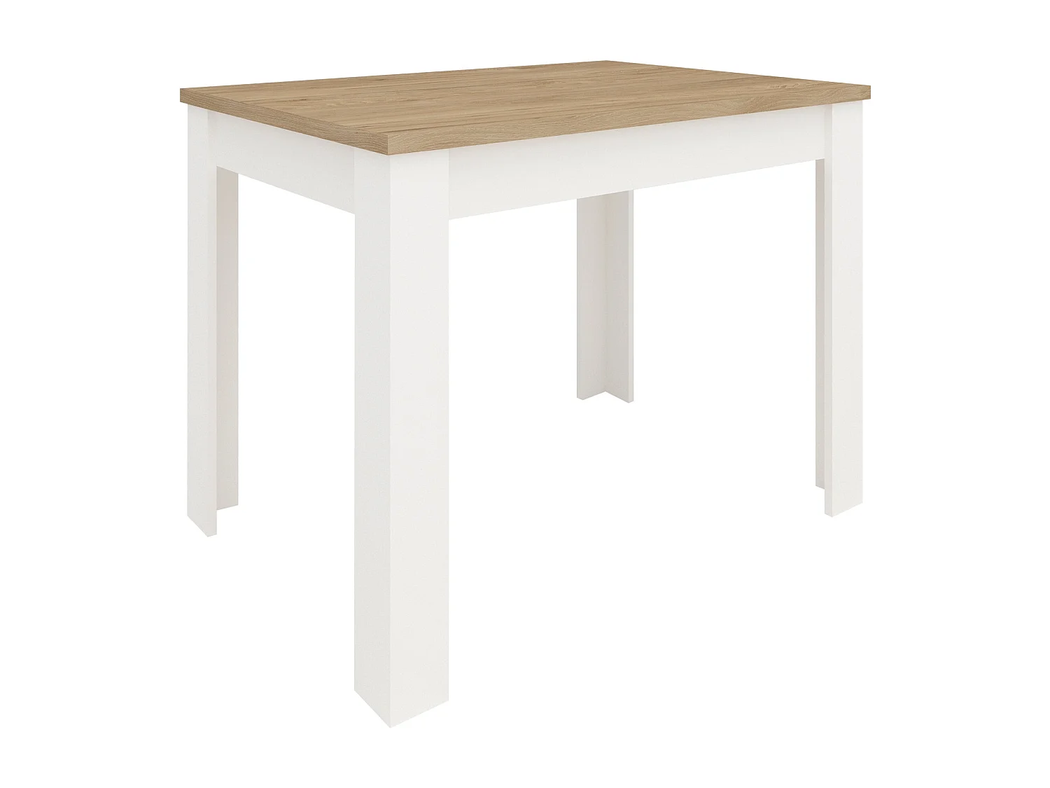 Table de cuisine haaus Zeta, Bois Naturel/Blanc, 102 x 69 x 75 cm