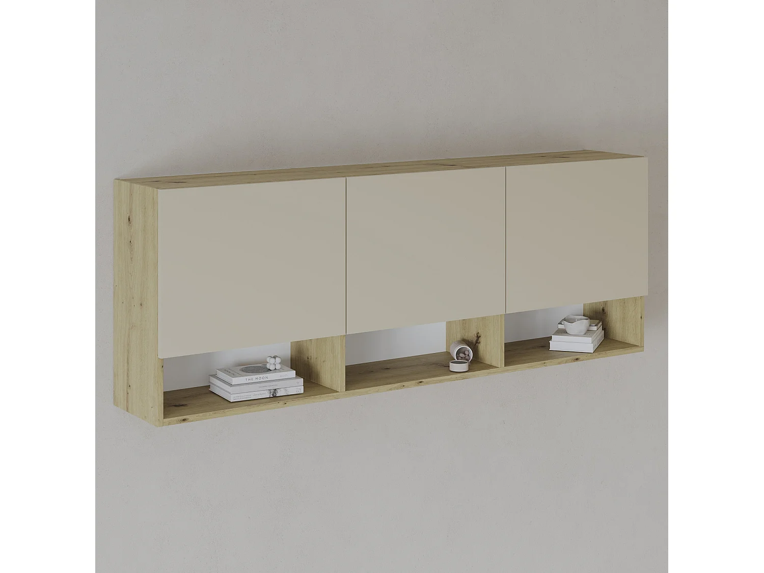 Hängeschrank Malmo, 3 Türen, Eiche Artisan/Lehm, 164 x 27 x 60 cm