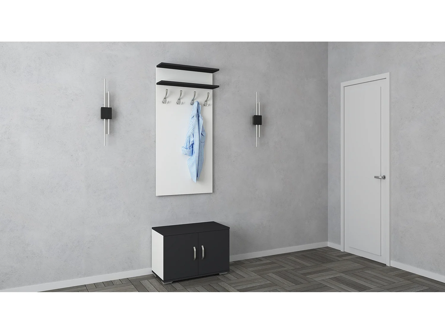 Perchero Como, Antracita/Blanco, L 66 cm