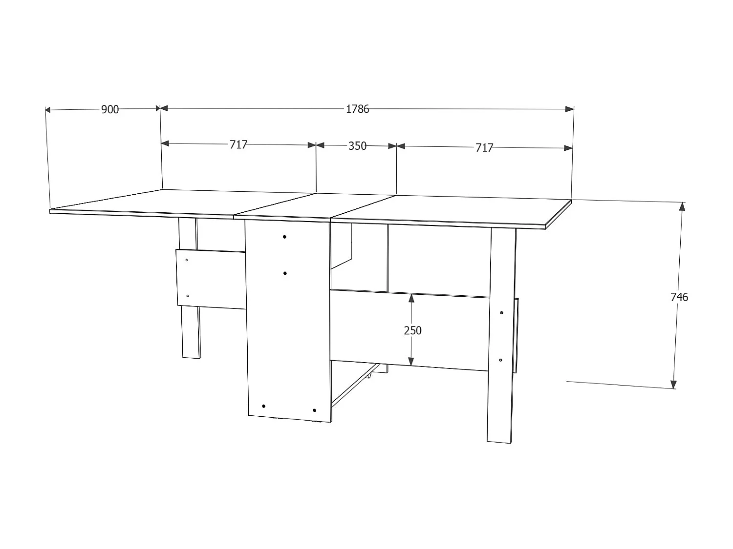 Folding table haaus Nova, Sonoma Oak, 179 x 90 x 75 cm