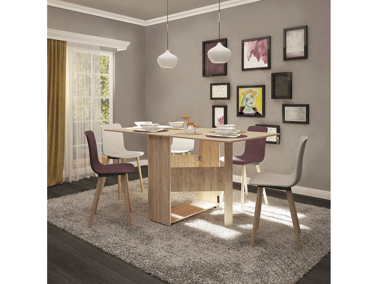 Table pliante haaus Nova, chêne Sonoma, 179 x 90 x 75 cm