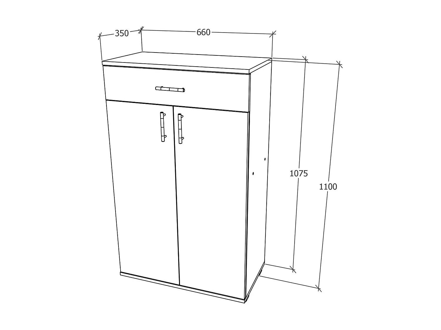 Meuble à chaussures Como, 1 tiroir, 2 portes, Antracite/Blanc, L 66 x l 35 x H 110 cm