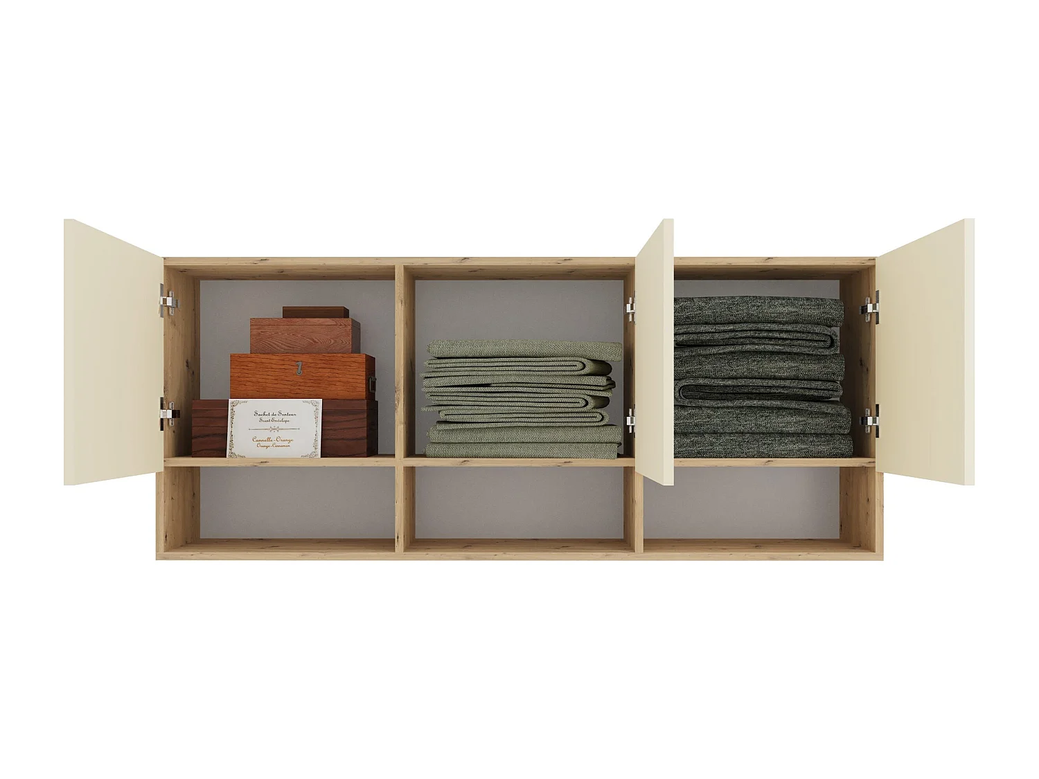 Hängeschrank Malmo, 3 Türen, Eiche Artisan/Lehm, 144 x 27 x 60 cm