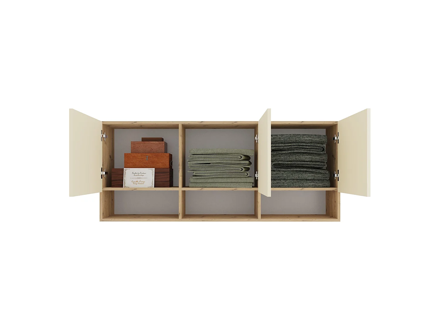 haaus Malmo, armadio sospeso, 3 ante, Rovere/argilla lavorato a mano, 144 x 27 x 60 cm