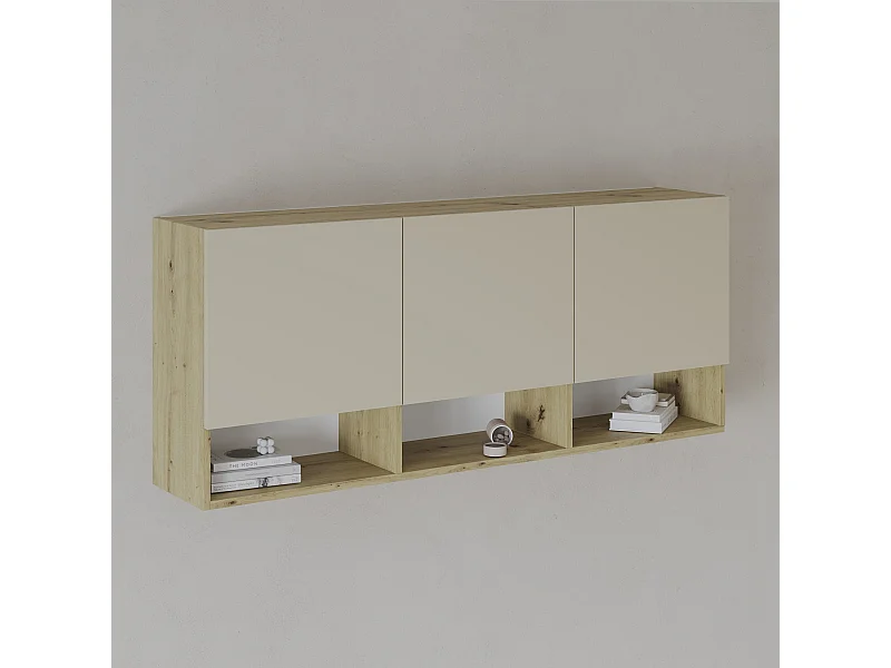 haaus Malmo, armadio sospeso, 3 ante, Rovere/argilla lavorato a mano, 144 x 27 x 60 cm