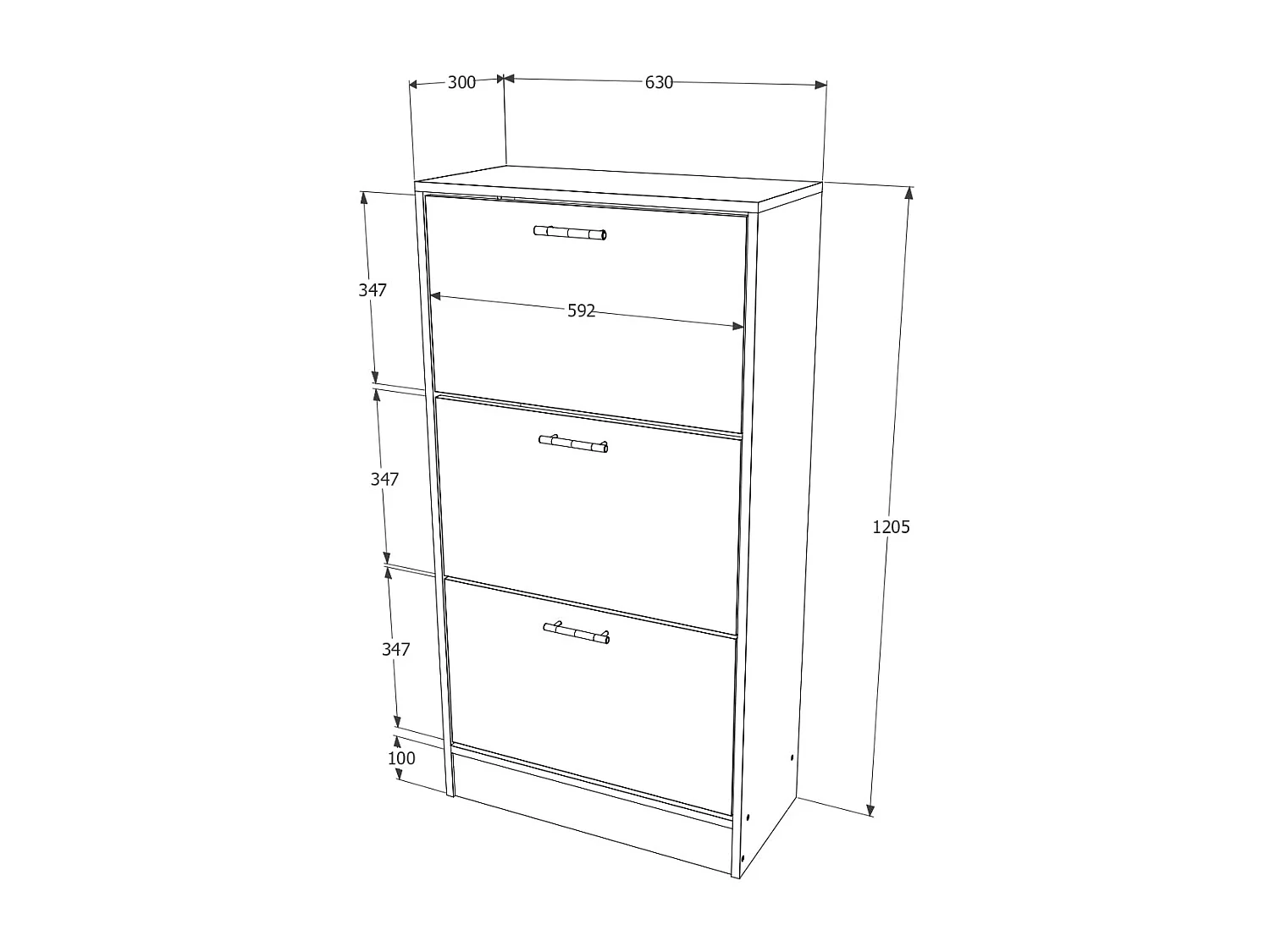 Sapateira Rin, 3 portas, branco, 63 x 30 x 120 cm