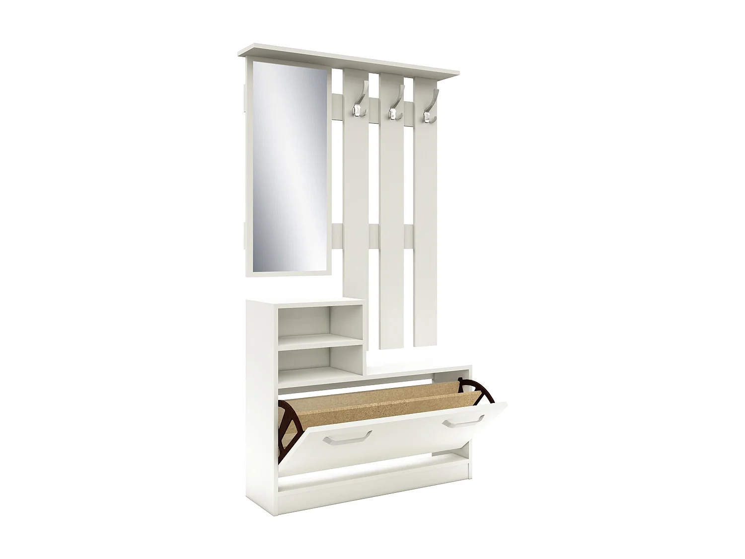 Porte-manteau Lyon, Blanc, L 85 x l 24 x H 180 cm