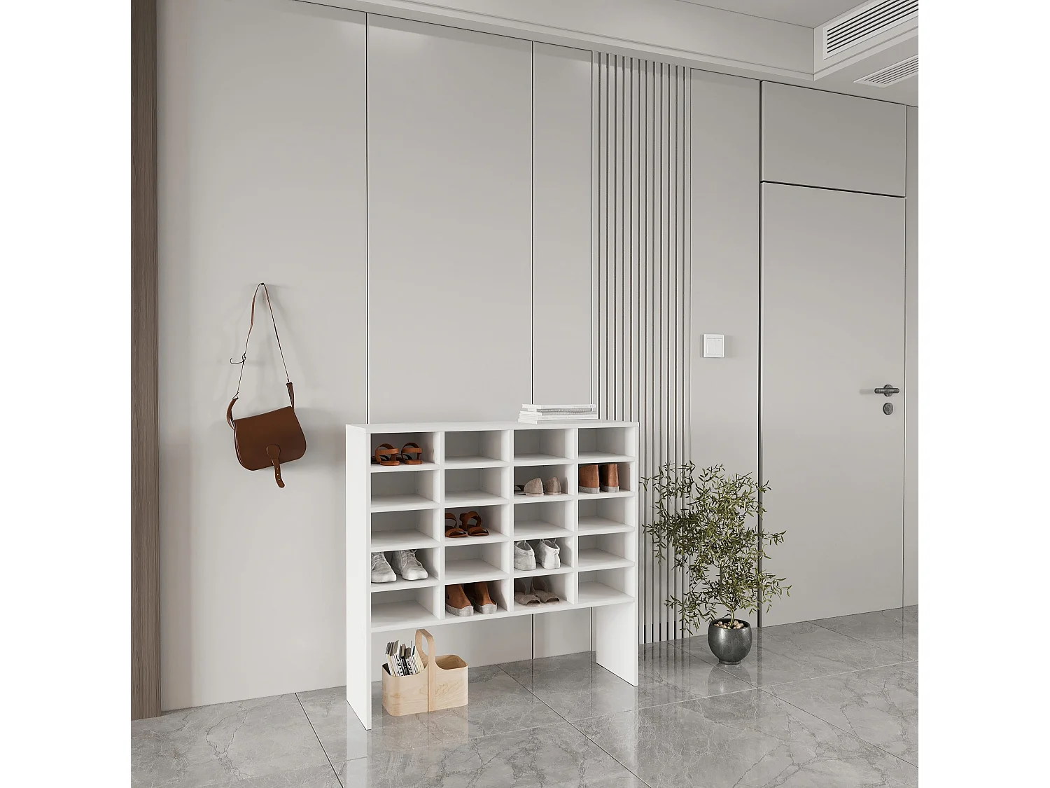 Scarpiera haaus Tisso, 20 Ripiani, Bianco, 104 x 30 x 100 cm