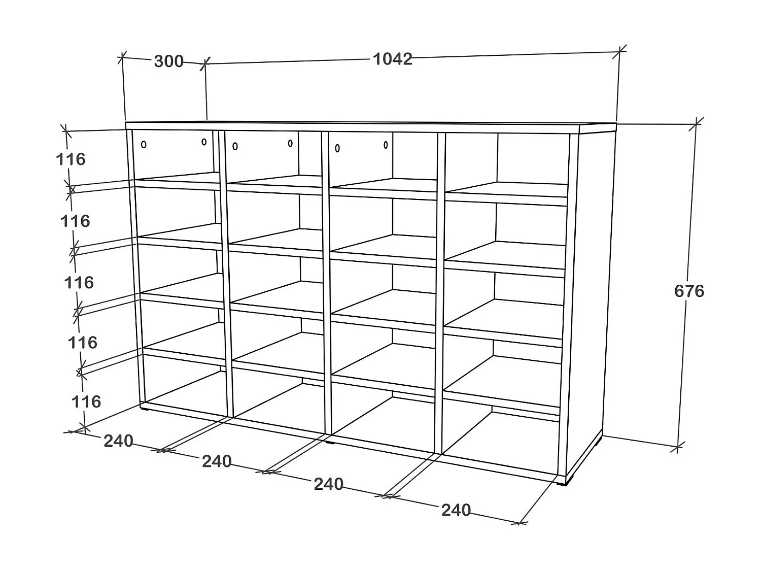 Zapatero haaus Tisso, 20 Estantes, Blanco, 104 x 30 x 68 cm