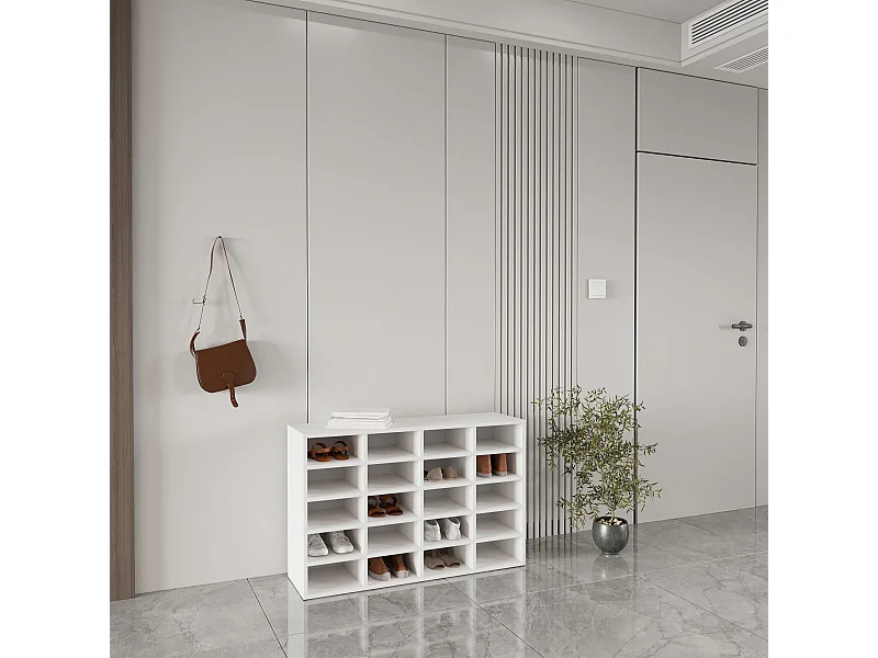 Meuble à chaussures haaus Tisso, 20 Étagères, Blanc, 104 x 30 x 68 cm