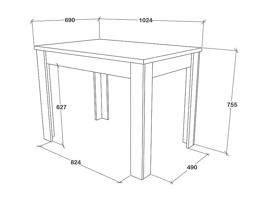 Kitchen table haaus Zeta, Artisan Oak/White, 102 x 69 x 75 cm