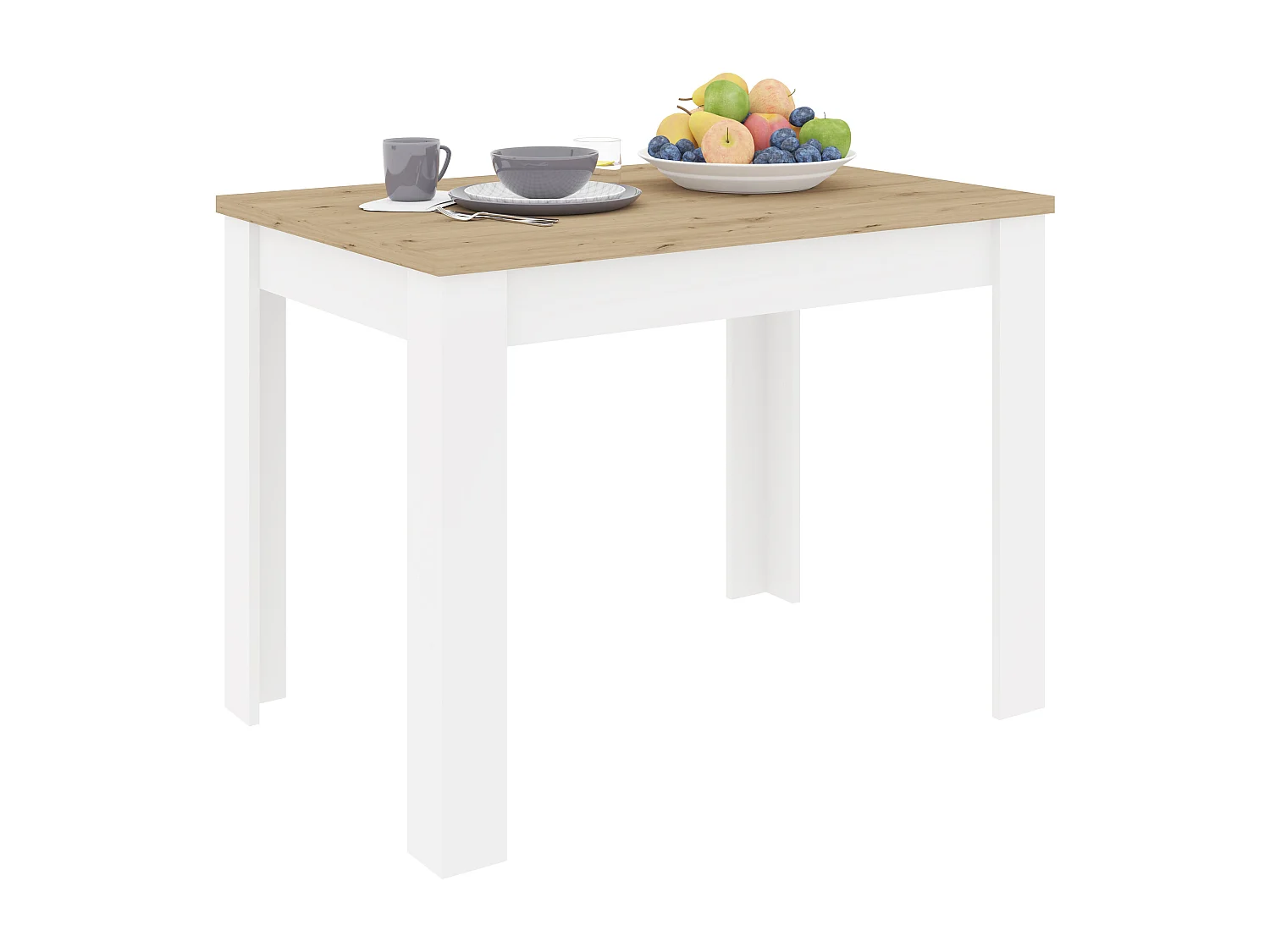 Keukentafel Zeta, Artisan eiken/Wit, 102 x 69 x 75 cm
