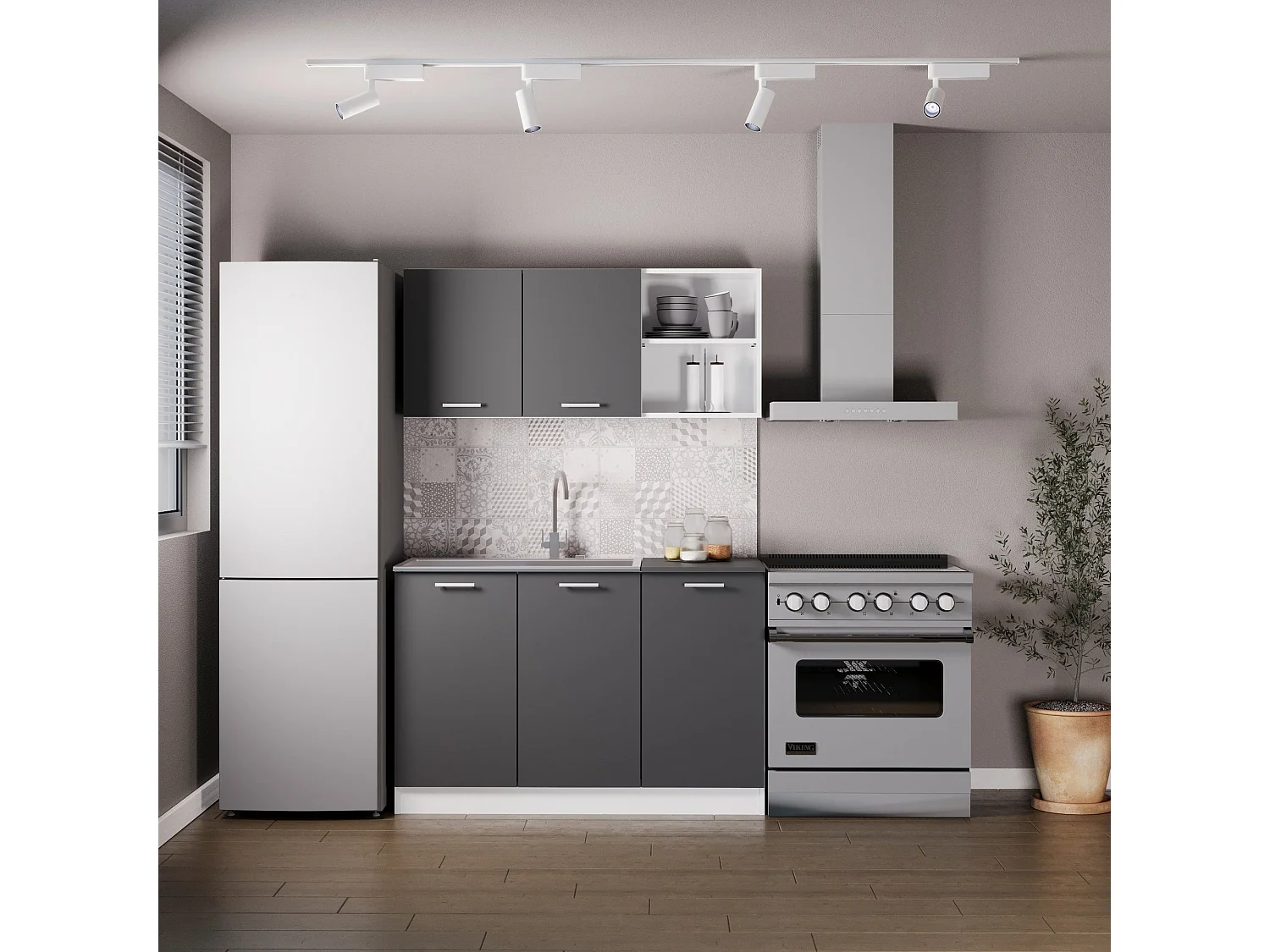 Cucina Completa haaus Ara, Antracite/Bianco, L 120 cm