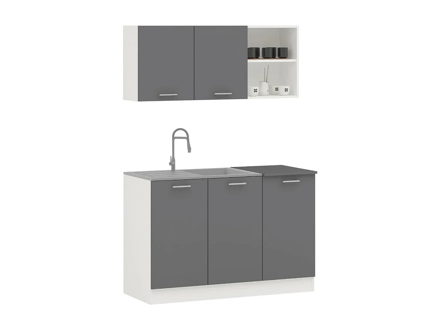 Cucina Completa haaus Ara, Antracite/Bianco, L 120 cm