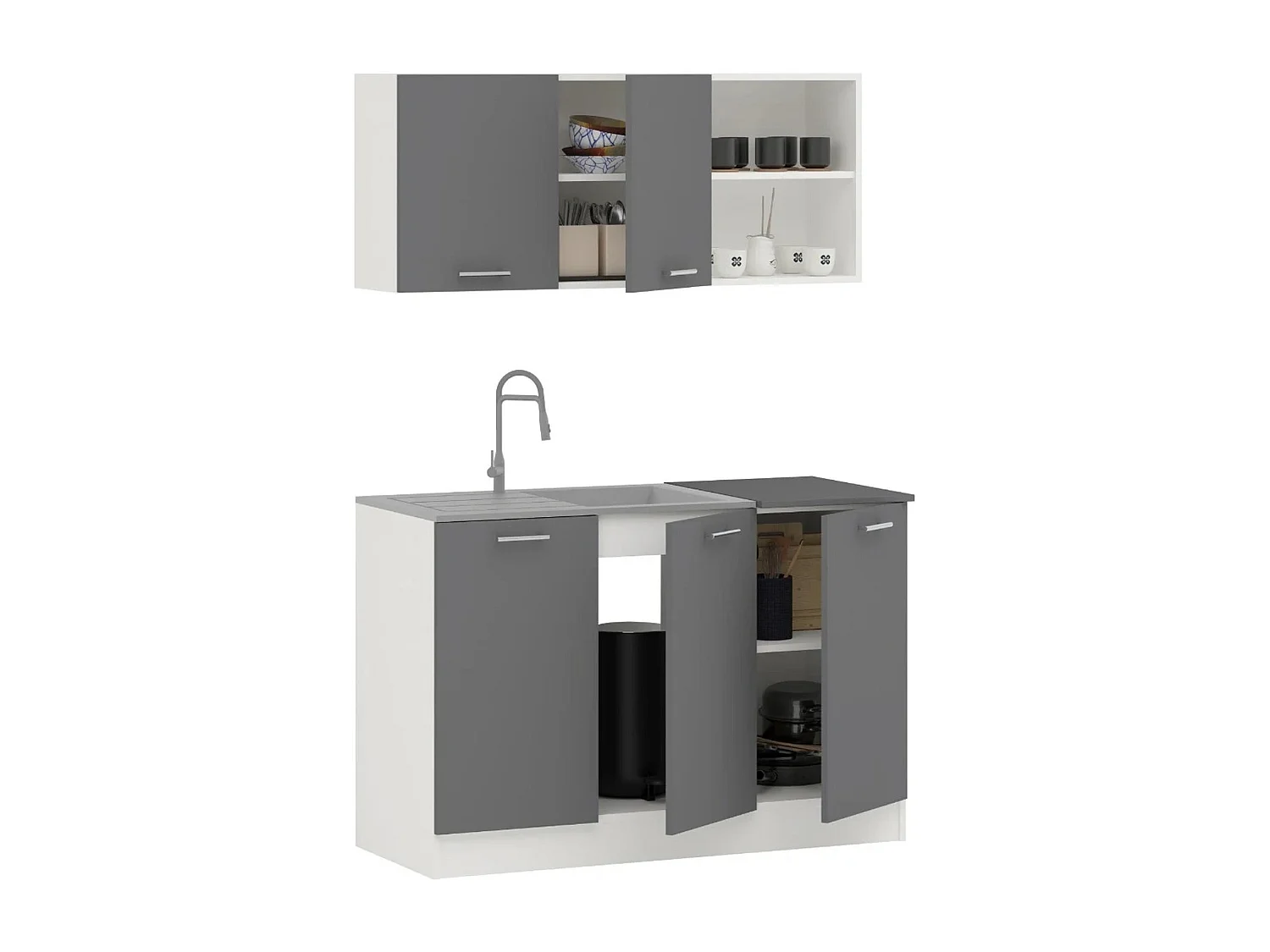 Cucina Completa haaus Ara, Antracite/Bianco, L 120 cm