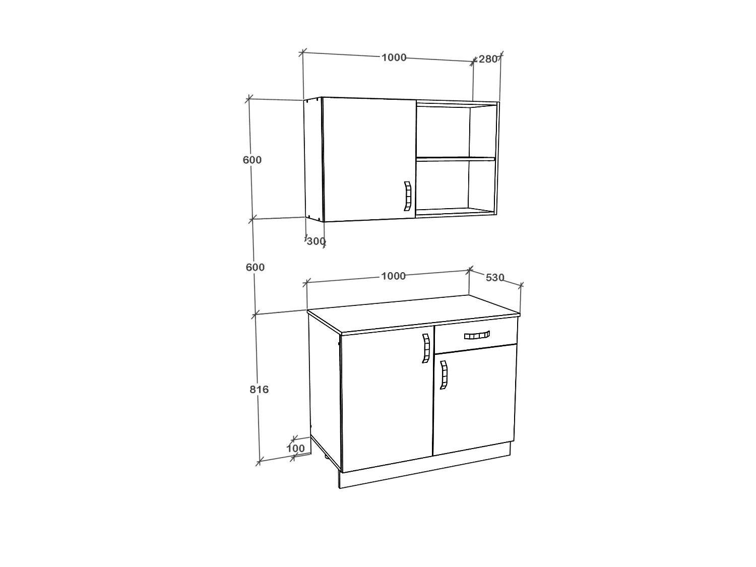 Cozinha Liz haaus, Carvalho Sonoma Escuro/Branco, L 100 cm