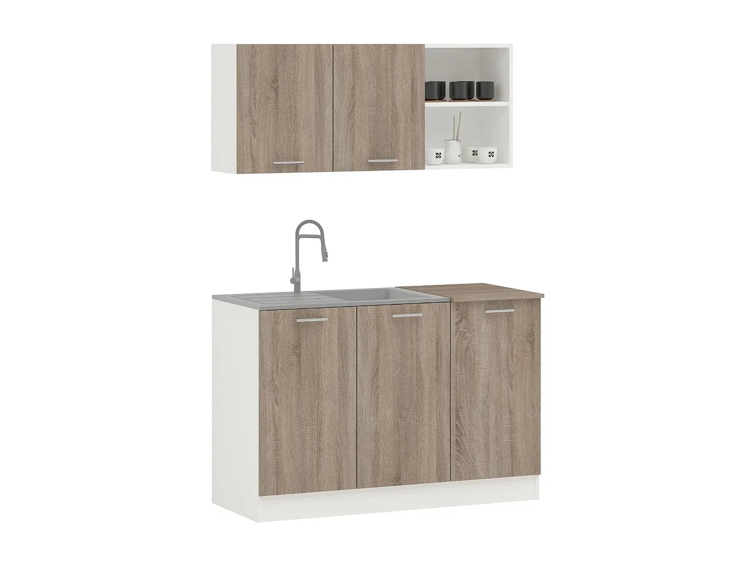 Ensemble De Cuisine haaus Ara, Chêne Sonoma Foncé/Blanc, L 120 cm