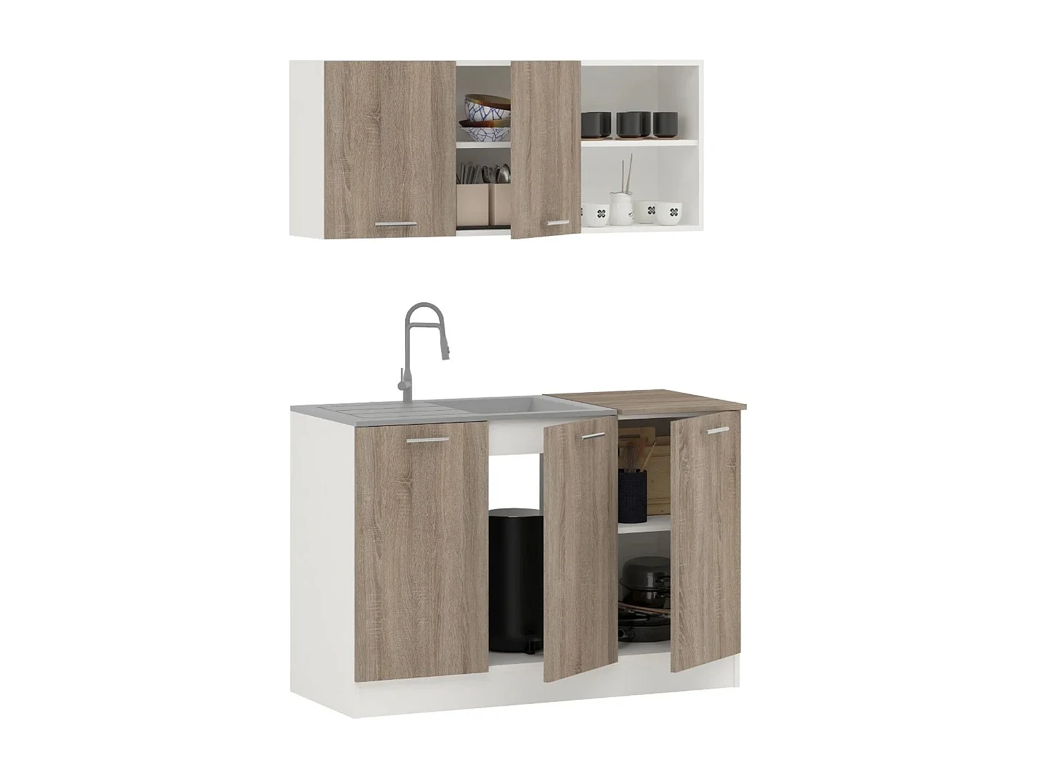 Ensemble De Cuisine haaus Ara, Chêne Sonoma Foncé/Blanc, L 120 cm