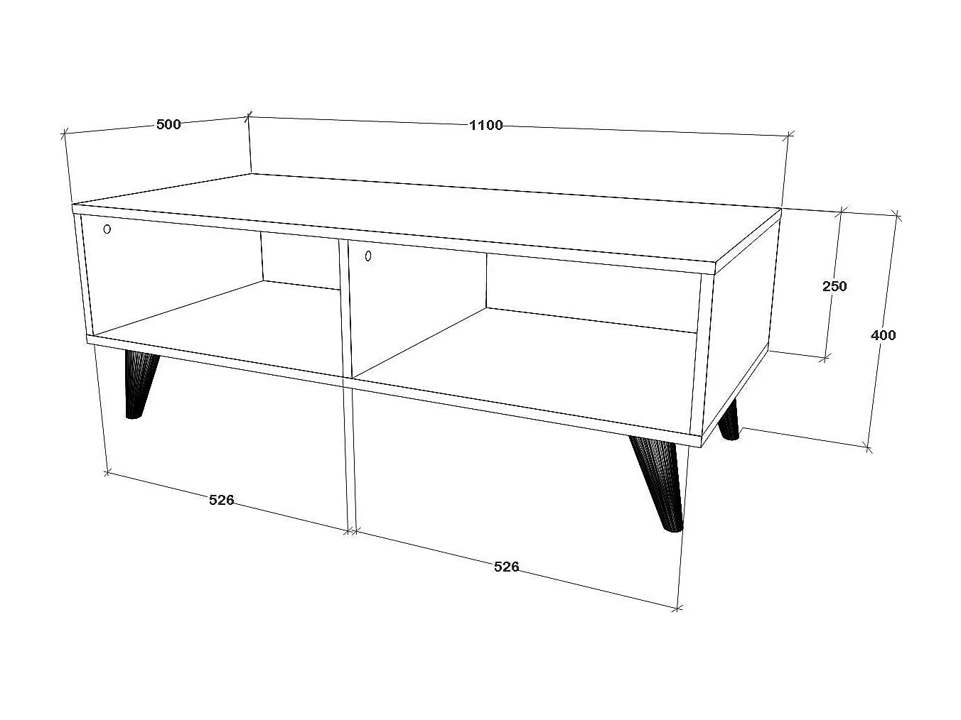 Table basse haaus Melo, chêne Artisan/noir, 110 x 50 x 40 cm