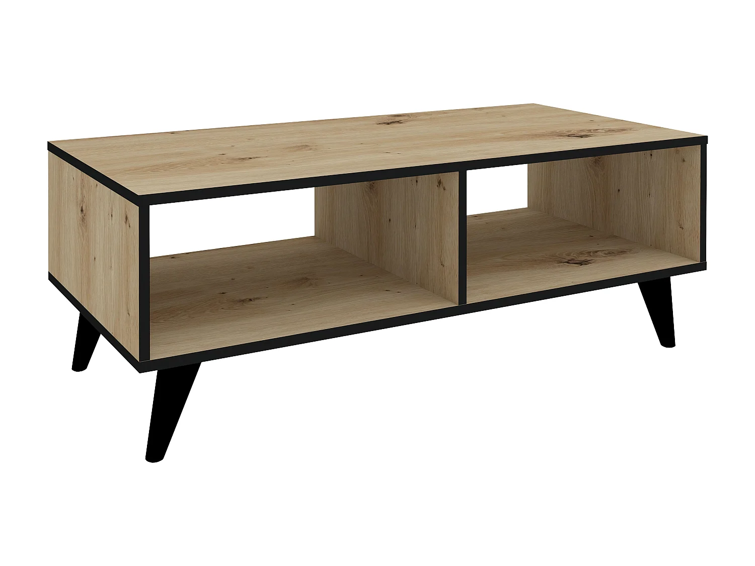 Table basse haaus Melo, Chêne artisan/Noir, 110 x 50 x 40 cm