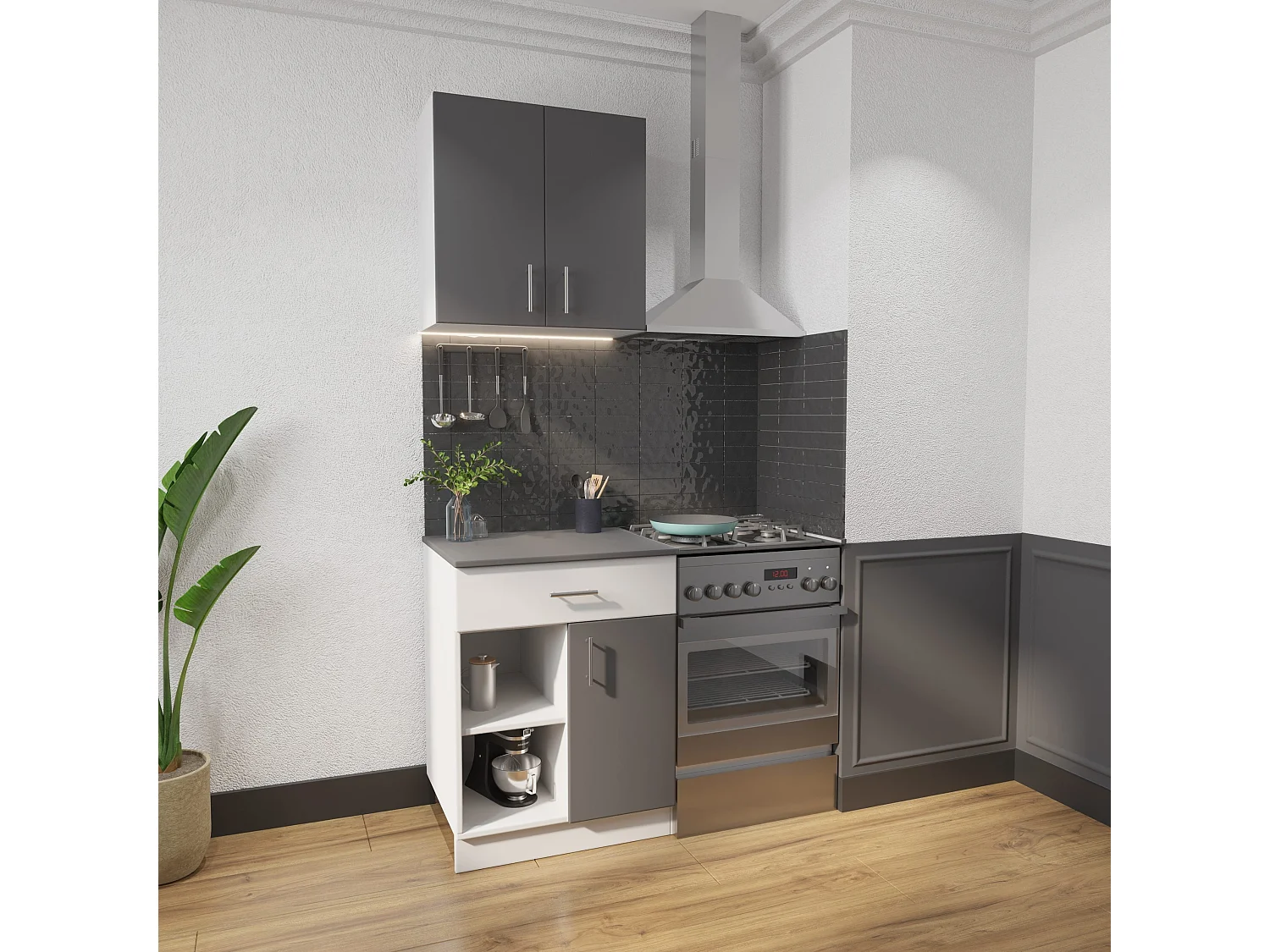 Set Cucina Berna haaus, Antracite/Bianco, L 60 cm