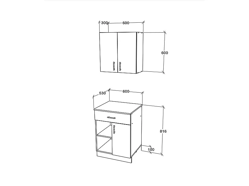 Set Cucina Berna haaus, Antracite/Bianco, L 60 cm