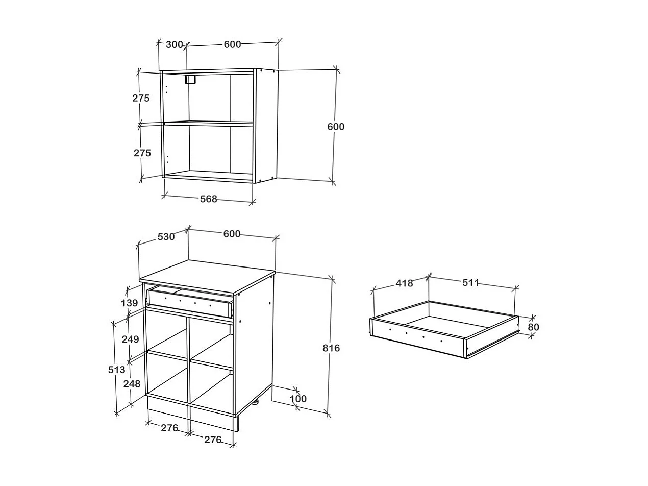 Set Cuisine Berna haaus, Anthracite/Blanc, L 60 cm