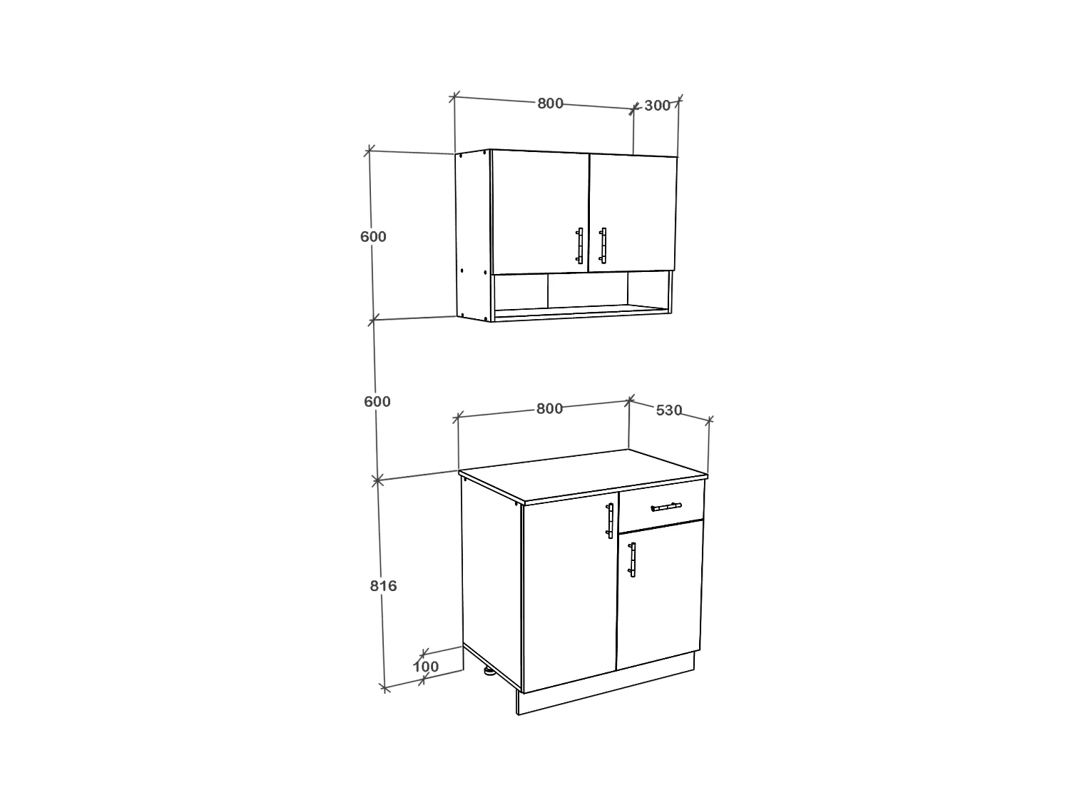 Set Cuisine Berna haaus, Anthracite/Blanc, L 80 cm