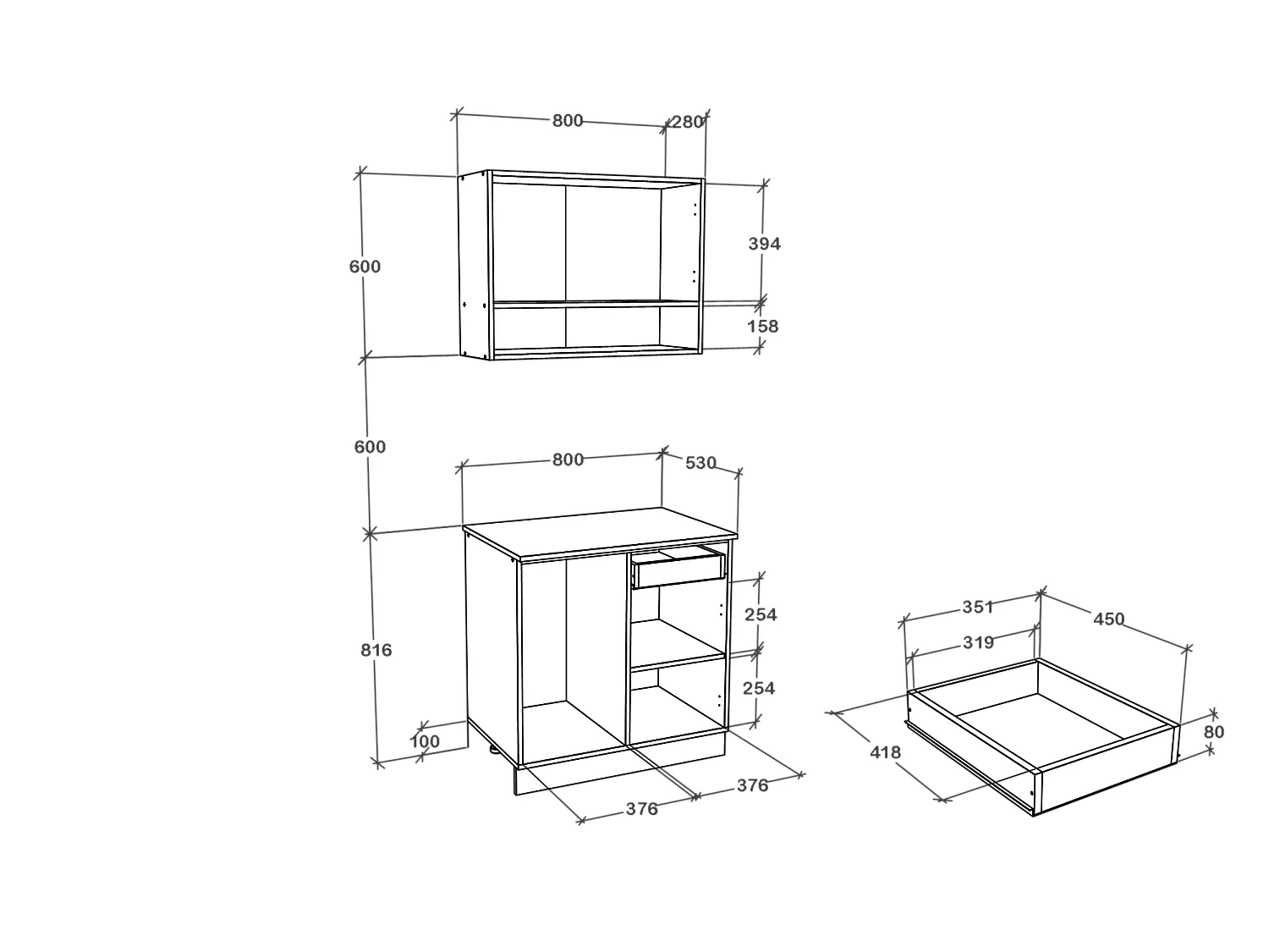 Set Cuisine Berna haaus, Blanc, L 80 cm