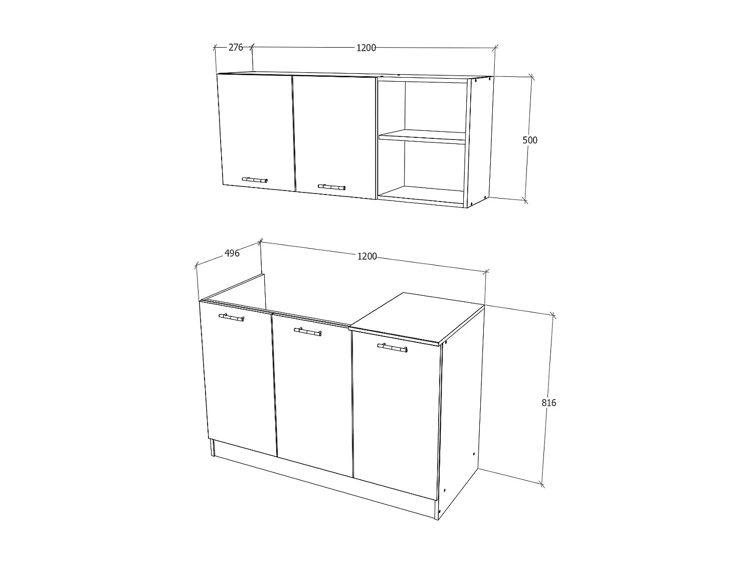 Set Cucina Ara haaus, Bianco, L 120 cm