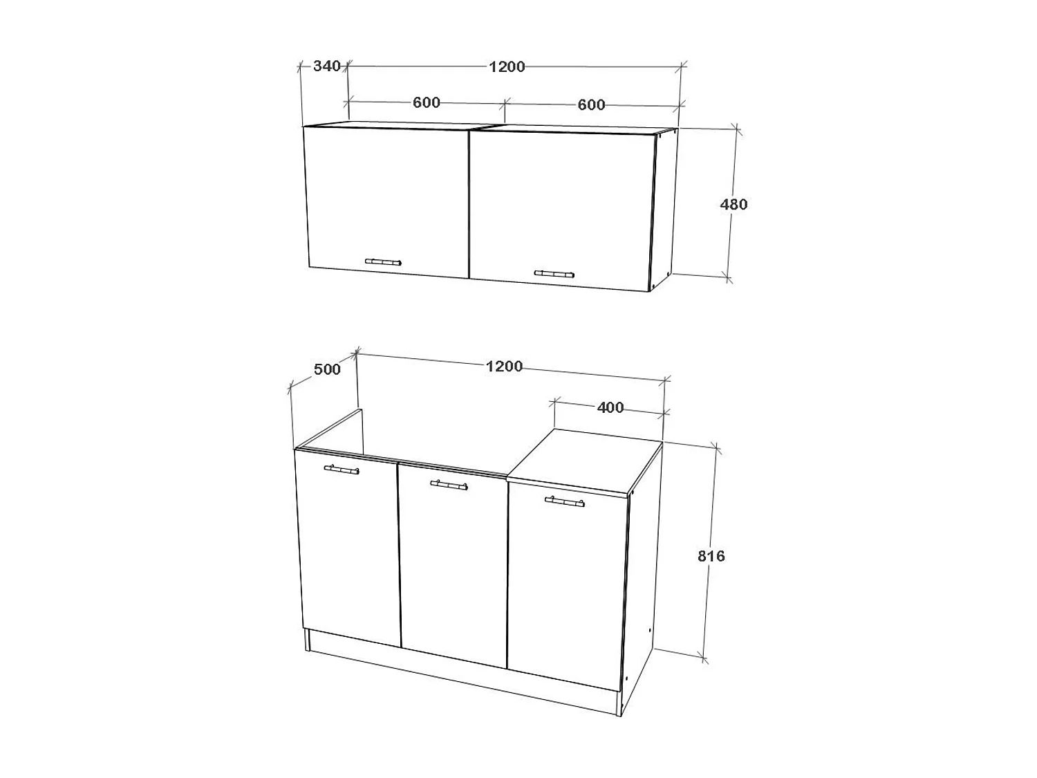 Cocina Equipada haaus Taco, Blanco, L 120 cm