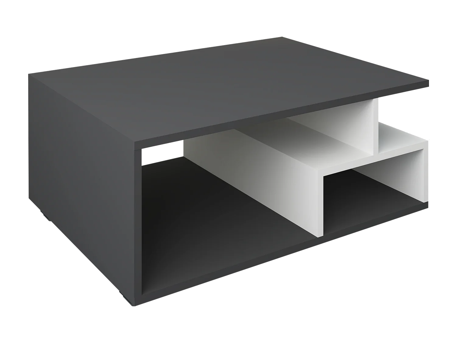 Table basse haaus Tapa, Anthracite/Blanc, 80 x 50 x 40 cm