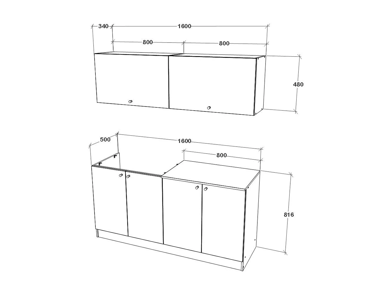 Cocina Equipada haaus Alegra, Blanco, L 160 cm