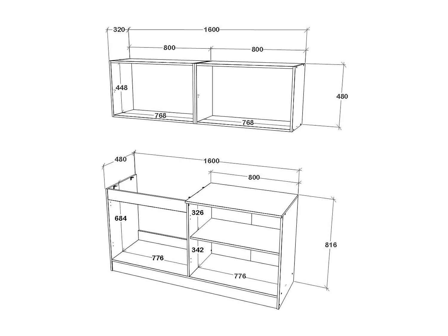 Cocina Equipada haaus Alegra, Blanco, L 160 cm