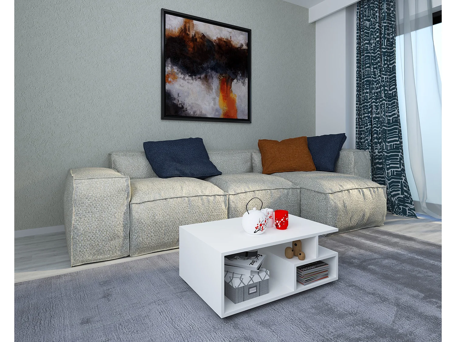 haaus Mesa de centro Tapa, branca, 80 x 50 x 40 cm