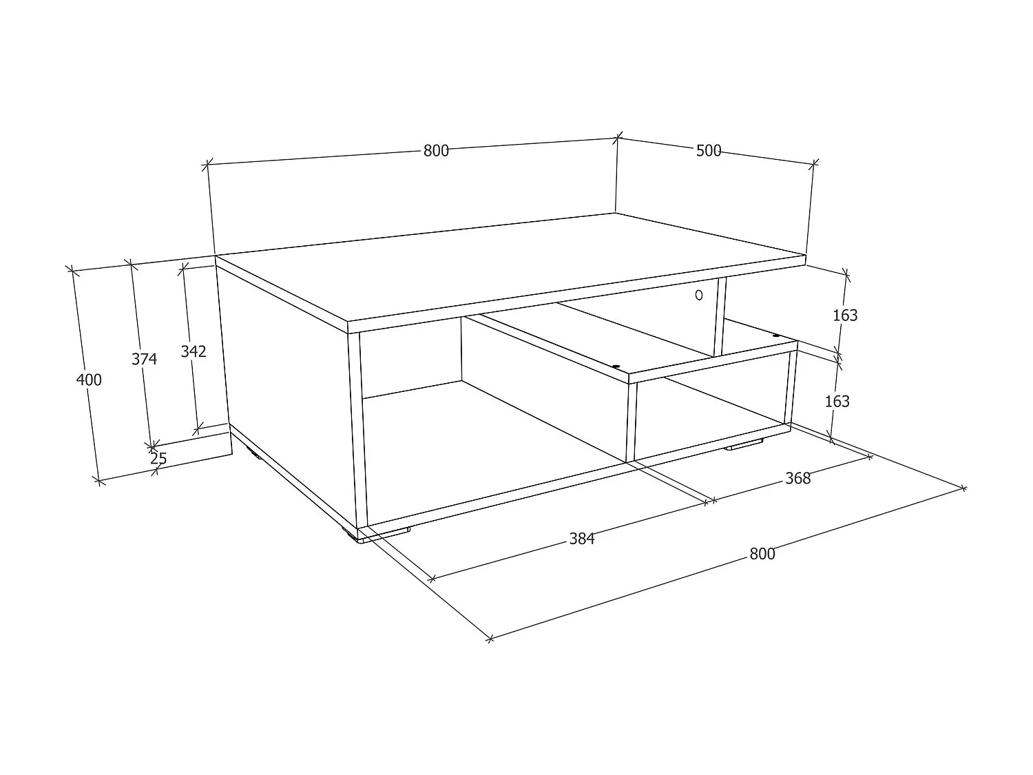 haaus Mesa de centro Tapa, branca, 80 x 50 x 40 cm
