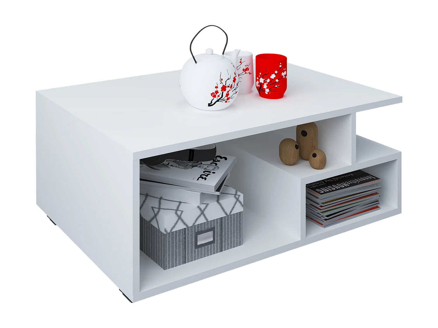 Table basse haaus Tapa, Blanc, 80 x 50 x 40 cm