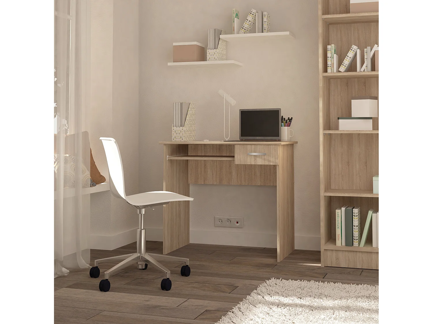 Libreria haaus Flint, 2 ante, Rovere Sonoma, 70 x 32 x 196 cm
