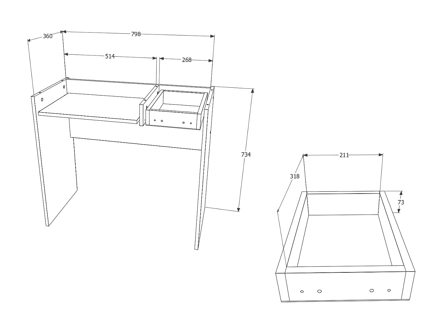 Bureau  Carp, 1 Lade, sonoma eiken, 85 x 50 x 75 cm